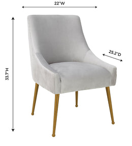 Beatrix Pleated Light Grey Velvet Side Chair