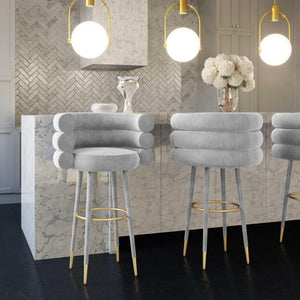 Betty Grey Velvet Barstool - UK