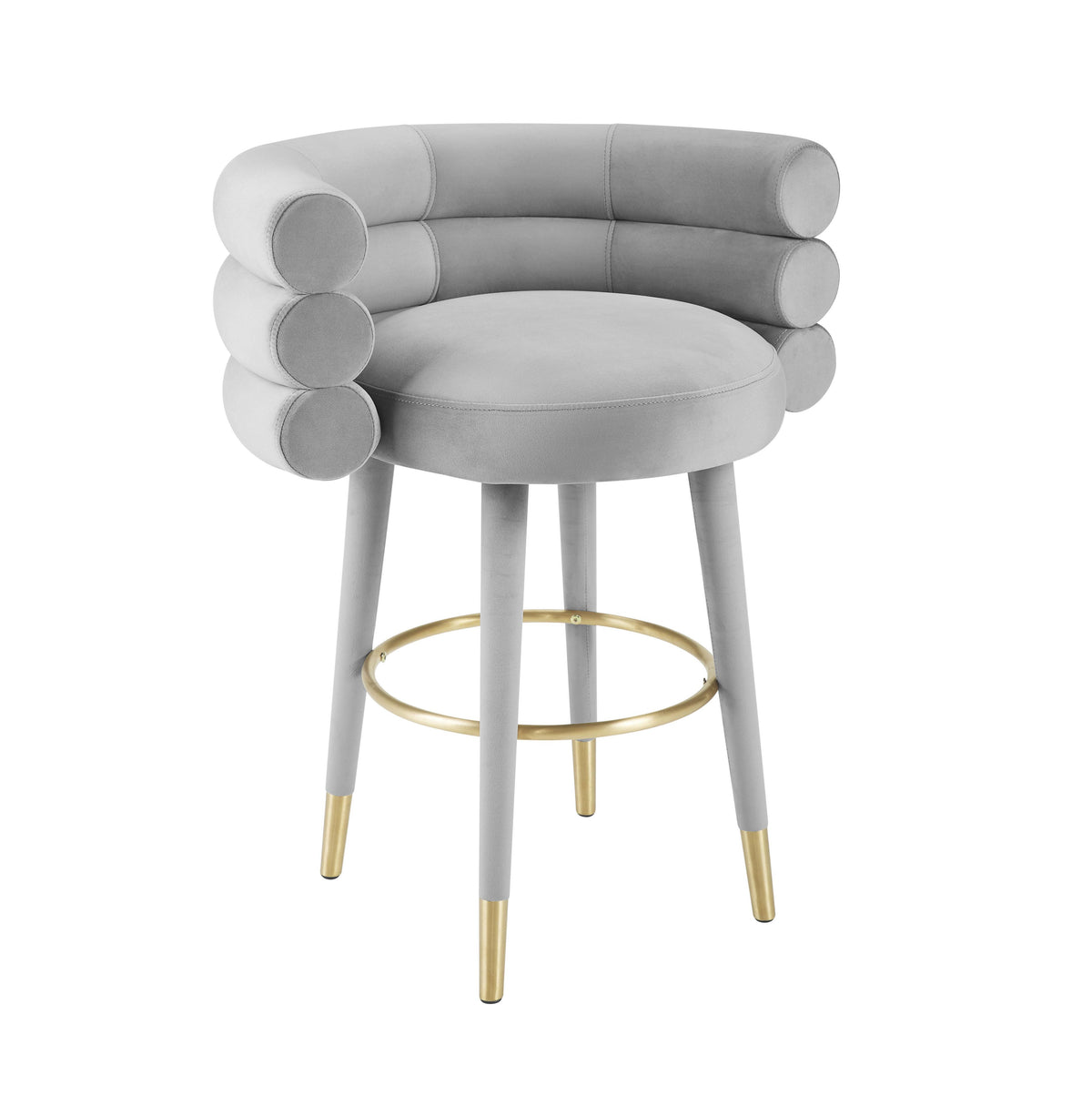 Betty Grey Velvet Counter Stool - UK