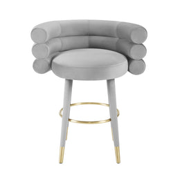 Betty Grey Velvet Counter Stool - UK