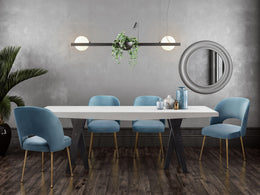 Swell Sea Blue Velvet Chair - UK