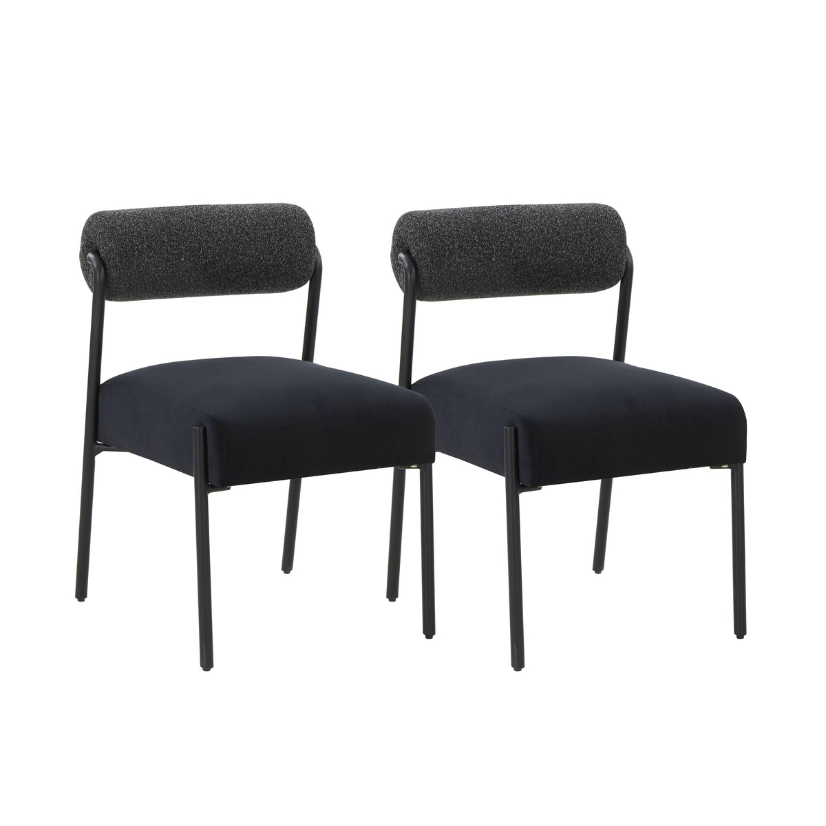 Jolene Black Velvet Dining Chair - Set of 2 - UK