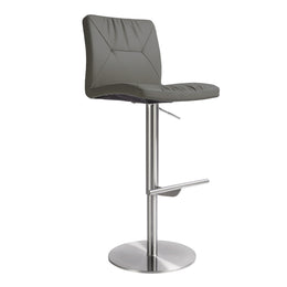 Paddy Dark Grey Vegan Leather on Silver Adjustable Stool - UK