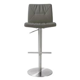 Paddy Dark Grey Vegan Leather on Silver Adjustable Stool - UK
