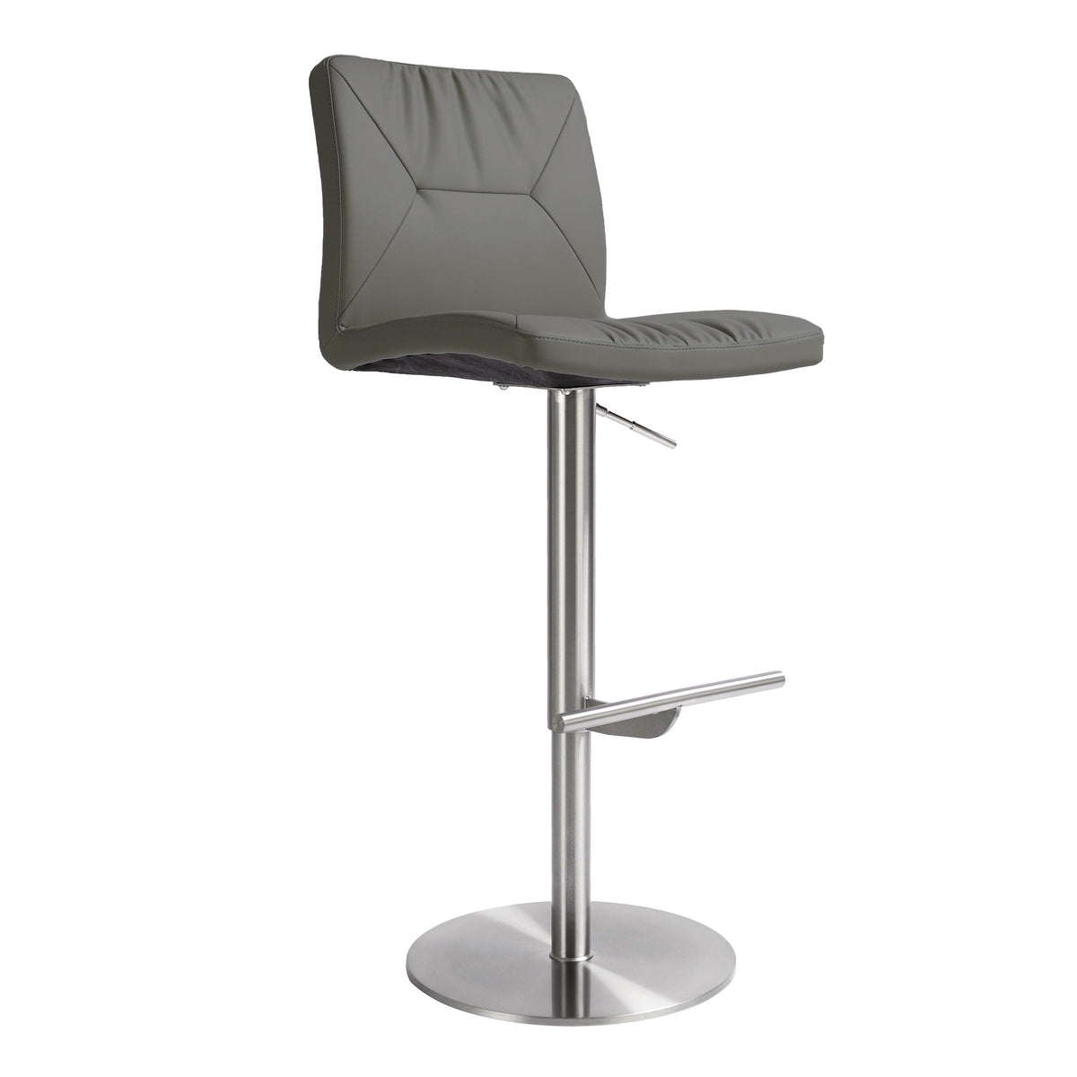 Paddy Dark Grey Performance Vegan Leather on Silver Adjustable Stool