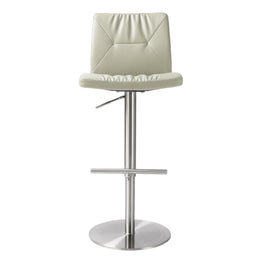 Paddy Light Grey Vegan Leather on Silver Adjustable Stool - UK