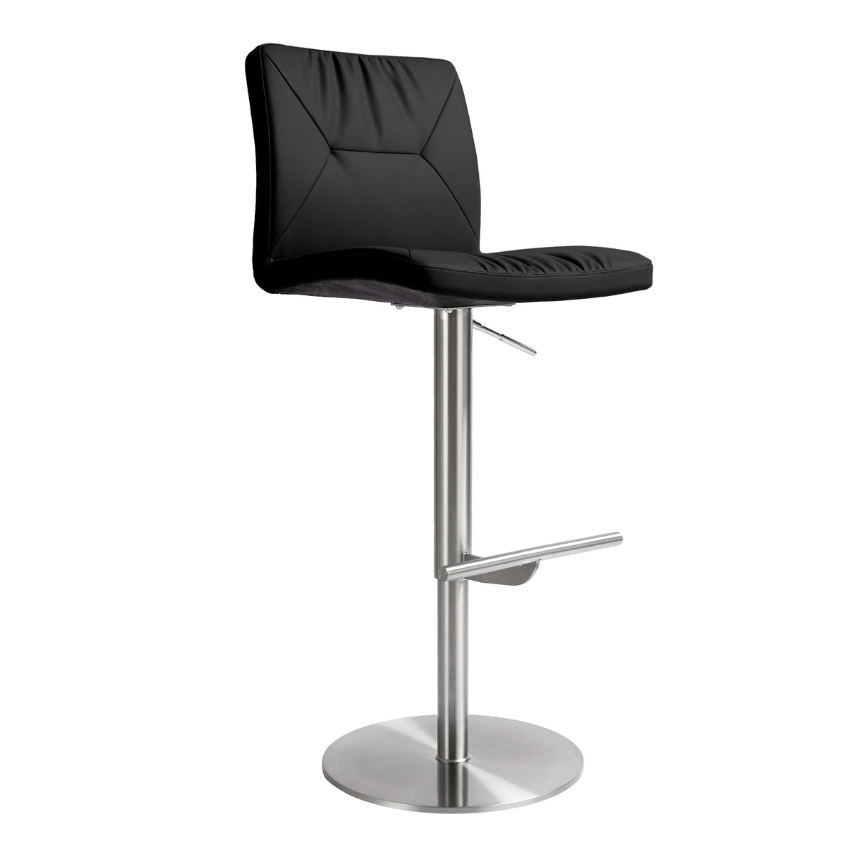 Paddy Black Performance Vegan Leather on Silver Adjustable Stool