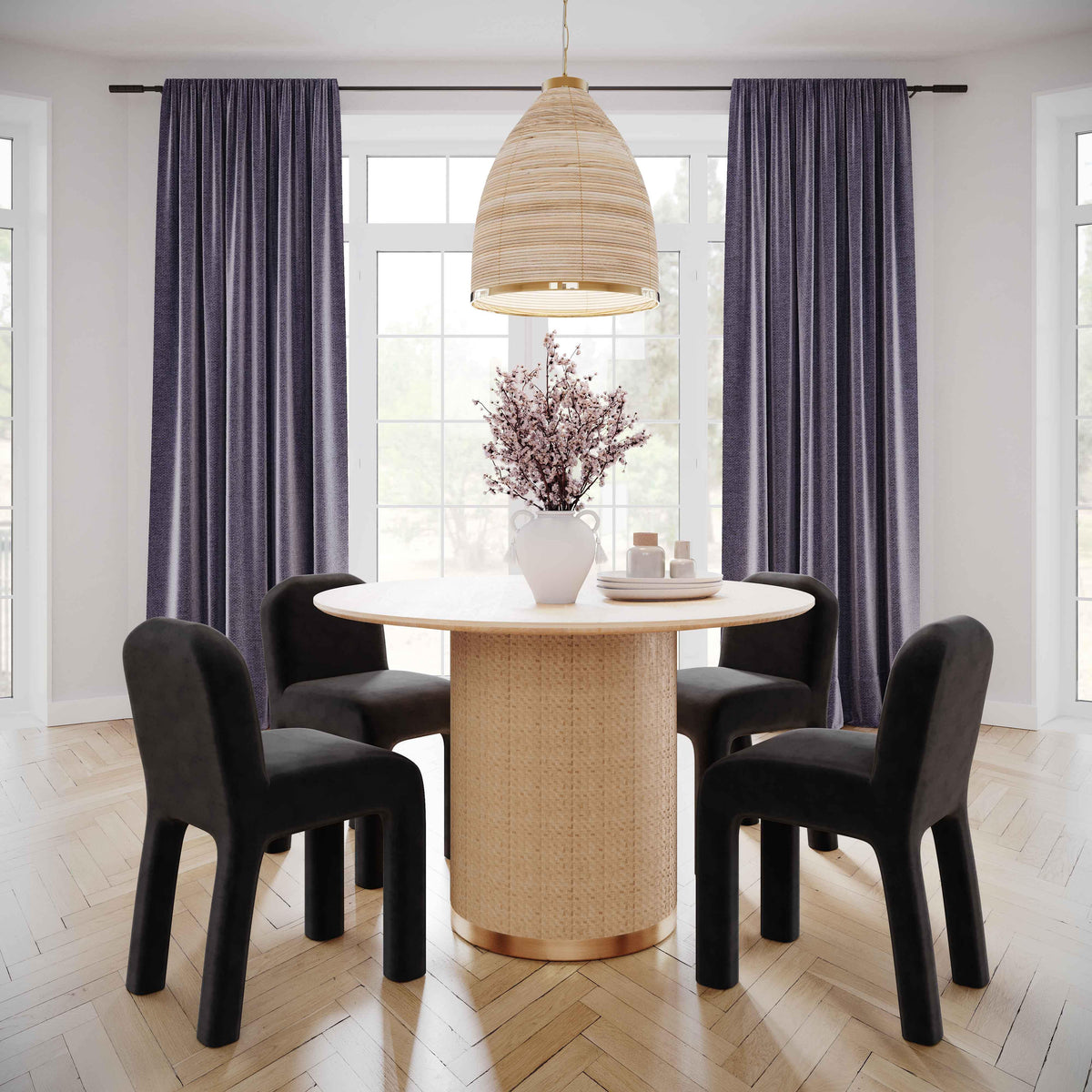 Georgia Midnight Black Chenille Dining Chair - UK