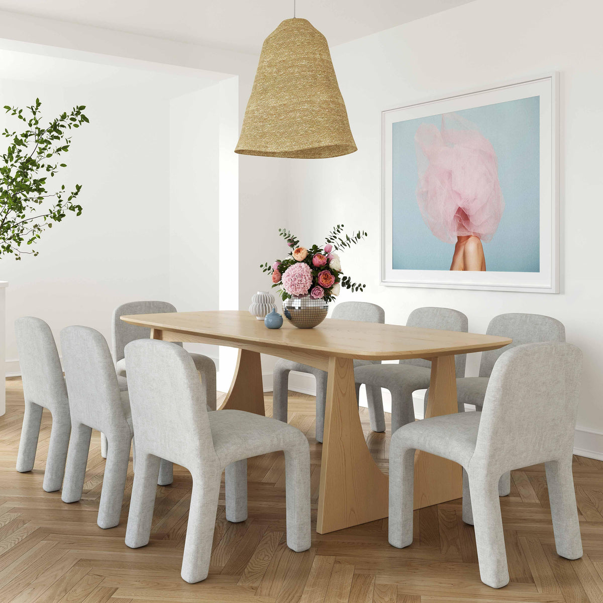 Georgia Light Grey Chenille Dining Chair - UK