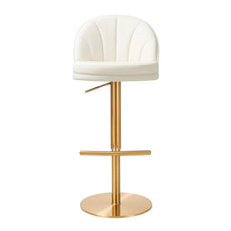Venus Cream Performance Vegan Leather and Gold Adjustable Swivel Stool
