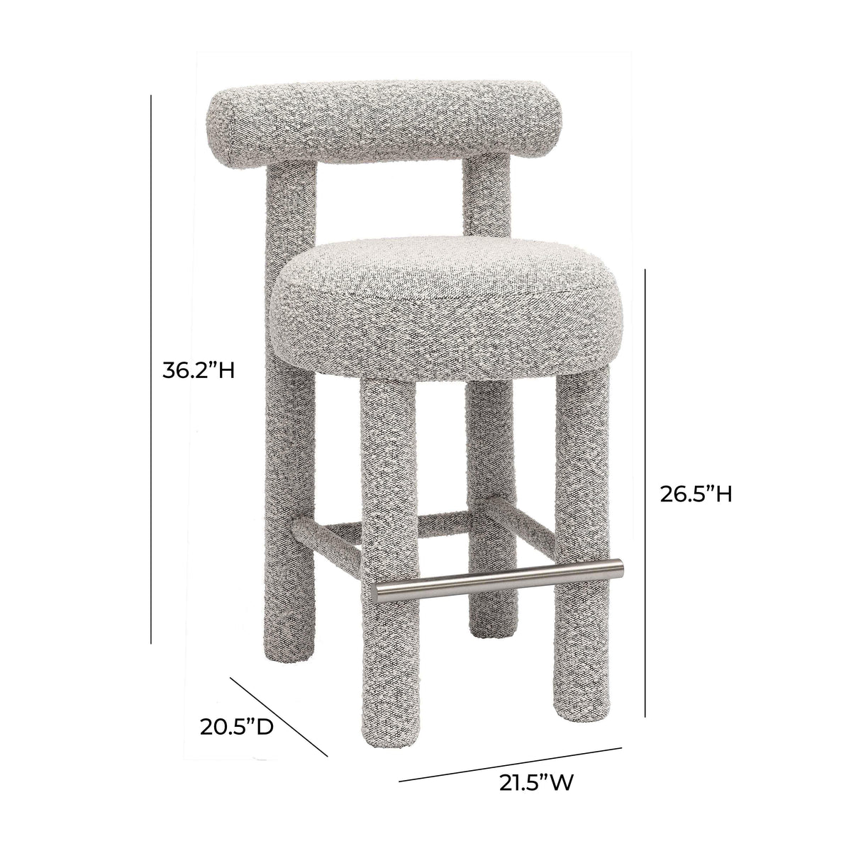 Carmel Black & White Performance Boucle Counter Stool
