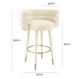 Betty Cream Velvet Barstool