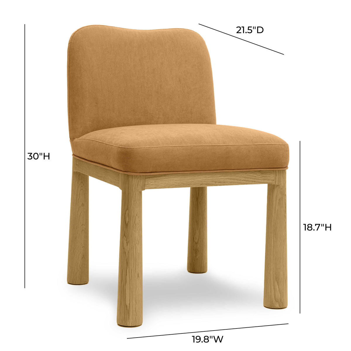 Tiara Cognac Performance Velvet Oak Dining Chair