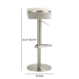 Astro White and Grey Boucle Adjustable Stool