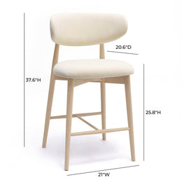 Zinea Cream Performance Textured Velvet Counter Stool