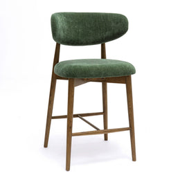Zinea Forest Green Performance Textured Velvet Counter Stool