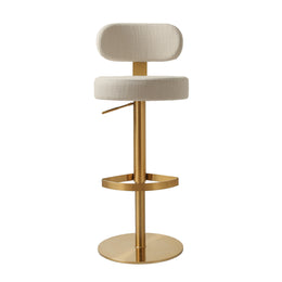 Primrose Cream Textured Performance Fabric Adjustable Stool