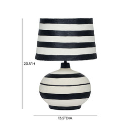 Positano Black Striped Papier Mache Table Lamp