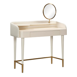 Penelope Cream Vegan Leather Wrapped Vanity Desk - UK