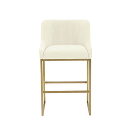Lisa Cream Pleated Velvet Counter Stool
