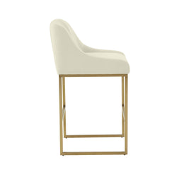 Lisa Cream Pleated Velvet Counter Stool
