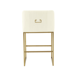 Lisa Cream Pleated Velvet Counter Stool