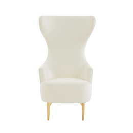 Julia Cream Velvet Channel Tufted Wingback Chair - UK