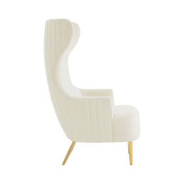 Julia Cream Velvet Channel Tufted Wingback Chair - UK