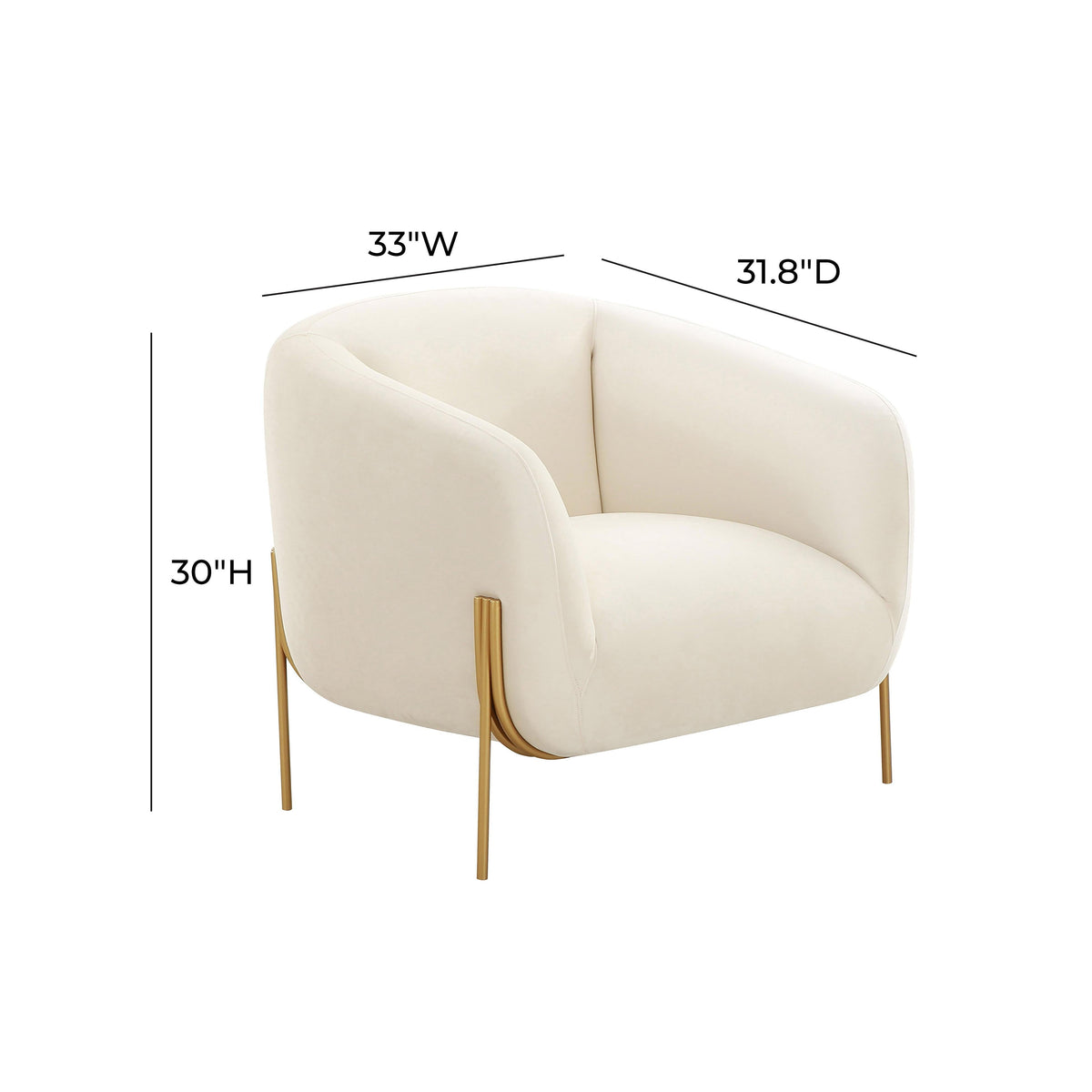 Kandra Cream Velvet Accent Chair - UK