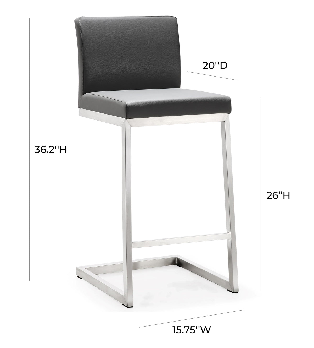 Parma Grey Stainless Steel Counter Stool - Set of 2 - UK