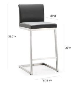 Parma Grey Stainless Steel Counter Stool - Set of 2 - UK