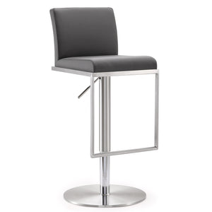 Amalfi Grey Performance Vegan Leather Adjustable Stool