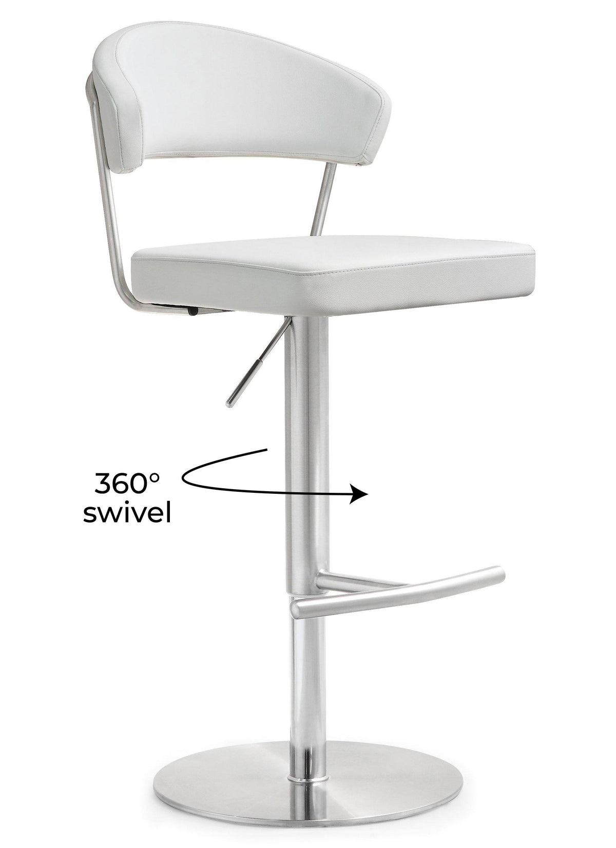 Cosmo White Stainless Steel Barstool - UK