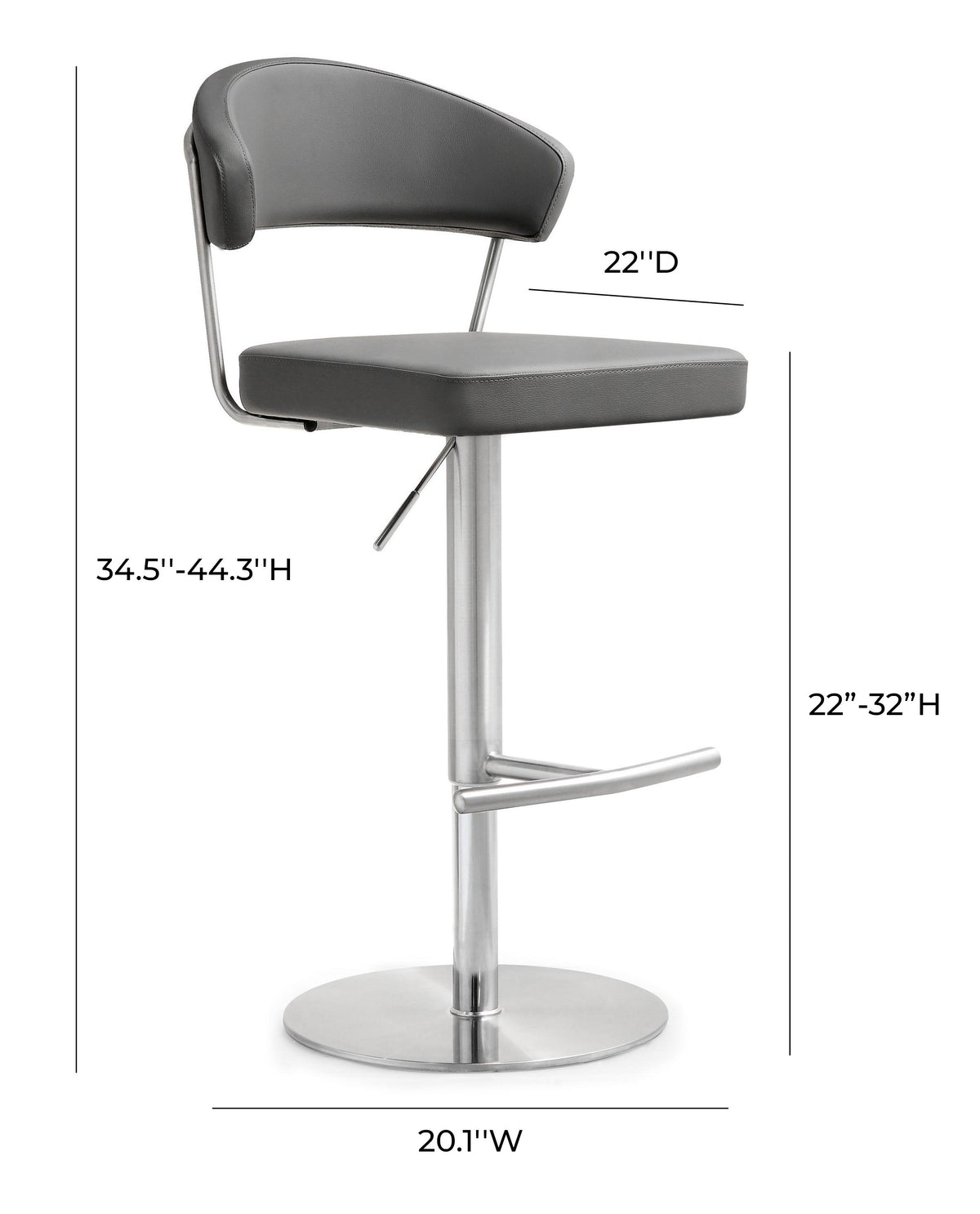 Cosmo Grey Stainless Steel Barstool - UK