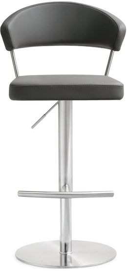 Cosmo Grey Performance Vegan Leather and Stainless Steel Barstool