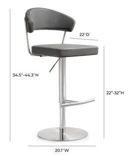Cosmo Grey Performance Vegan Leather and Stainless Steel Barstool