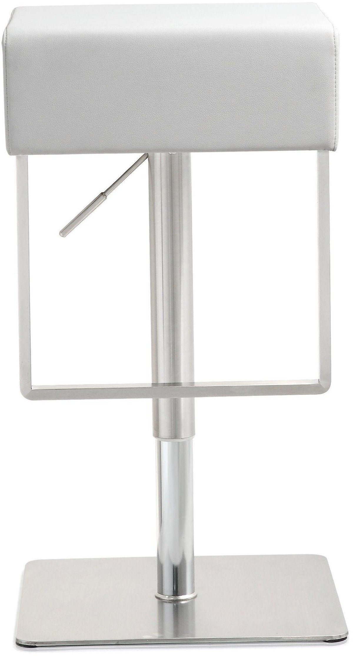 Seville White Performance Vegan Leather and Stainless Steel Adjustable Barstool