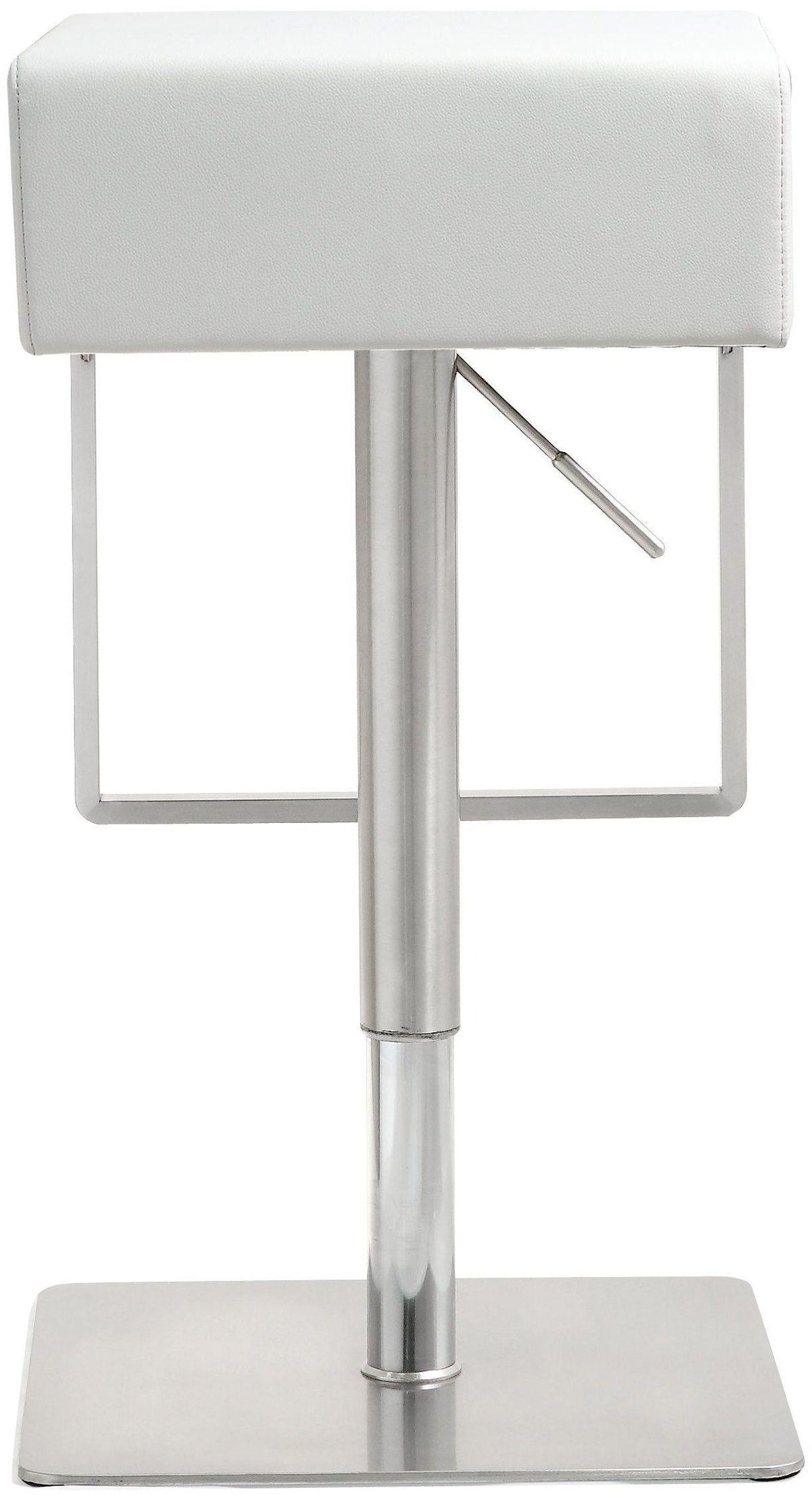 Seville White Performance Vegan Leather and Stainless Steel Adjustable Barstool