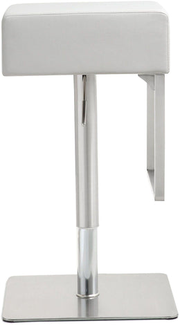 Seville White Performance Vegan Leather and Stainless Steel Adjustable Barstool