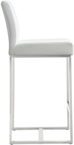 Denmark White Performance Vegan Leather and Stainless Steel Counter Stool - Set of 2