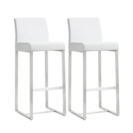 Denmark White Stainless Steel Barstool - Set of 2 - UK