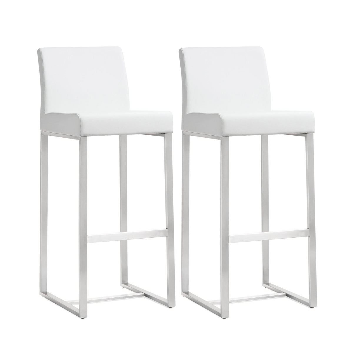 Denmark White Stainless Steel Barstool - Set of 2 - UK