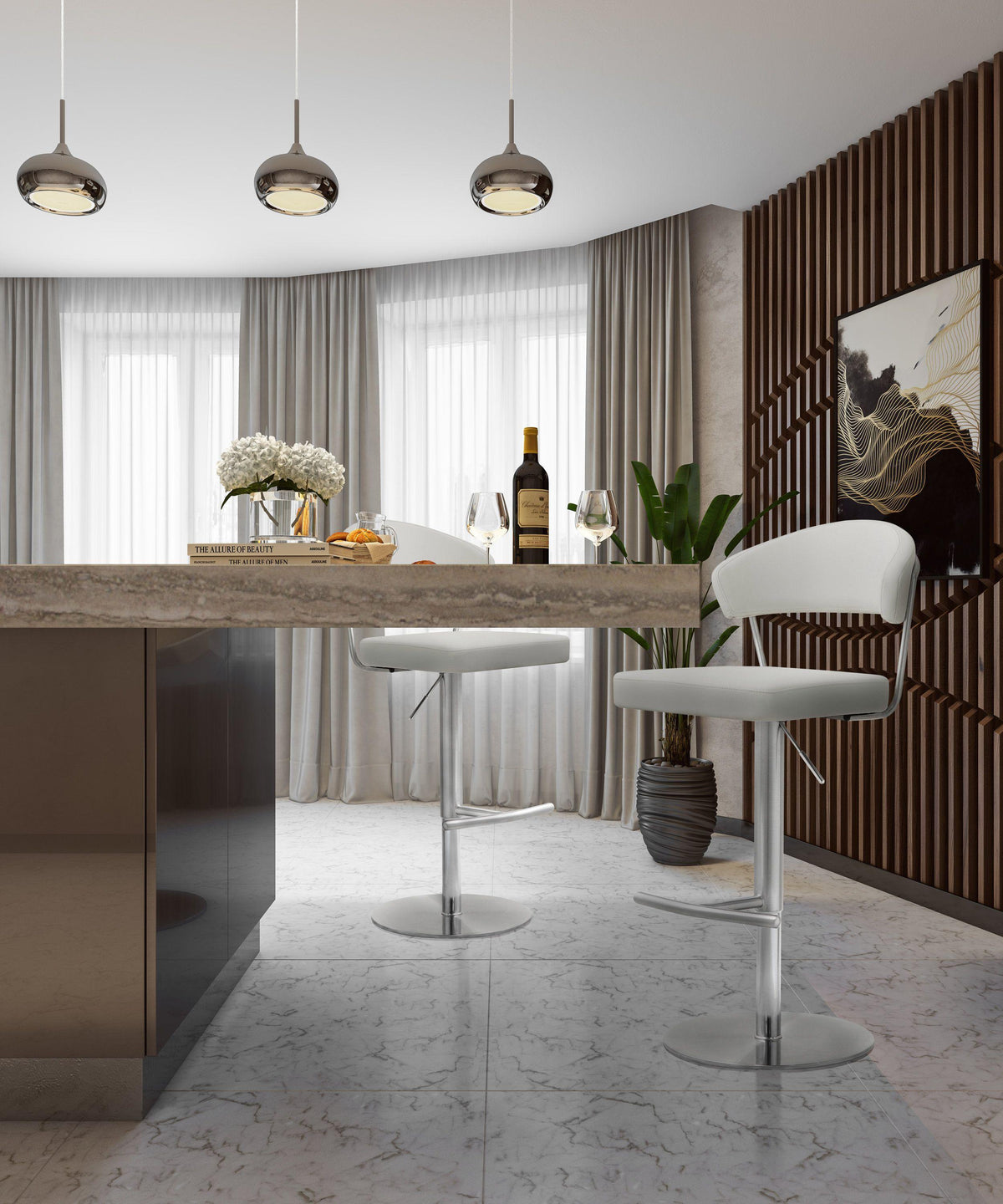 Cosmo Light Grey Stainless Steel Barstool - UK