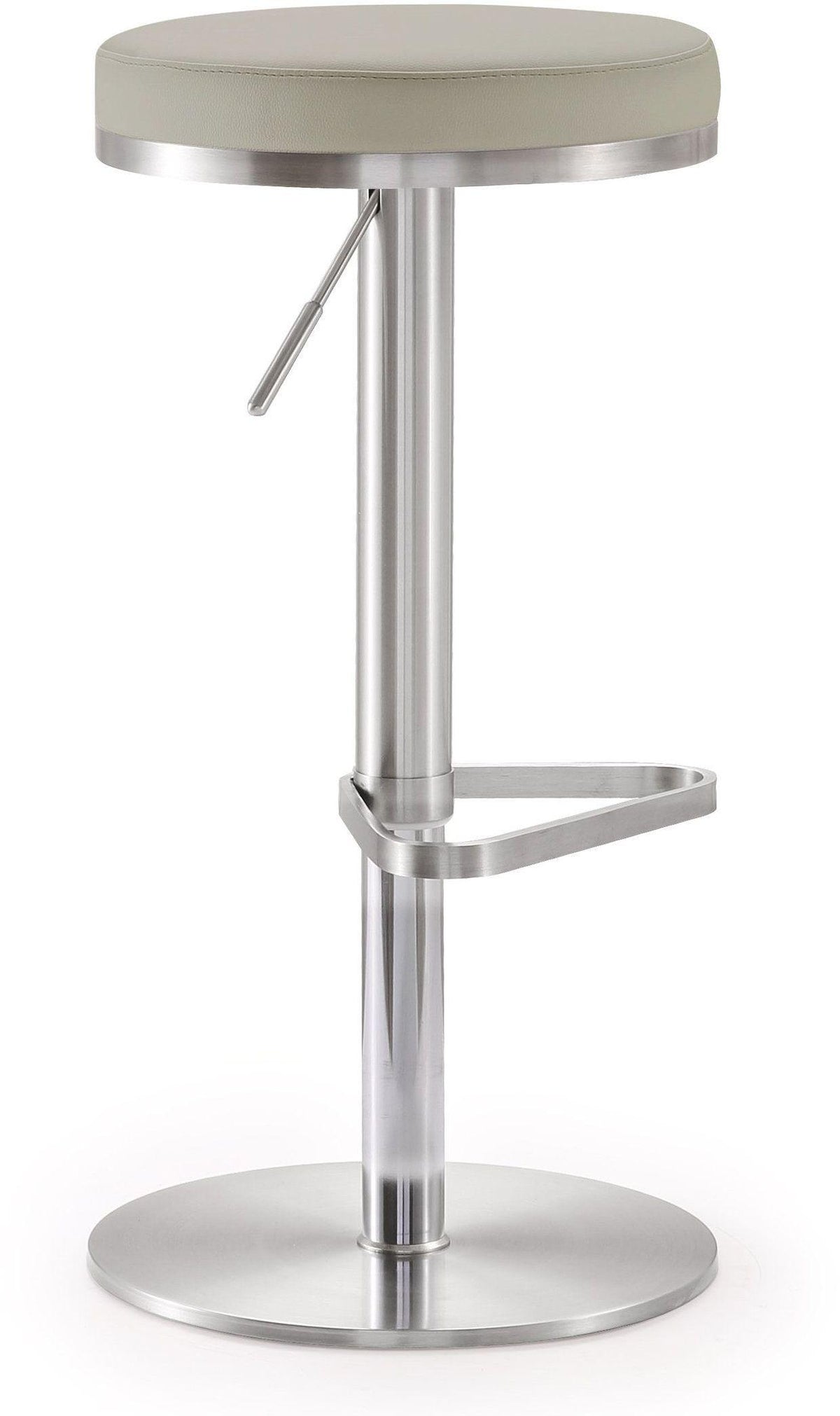Fano Light Grey Performance Vegan Leather and Stainless Steel Barstool