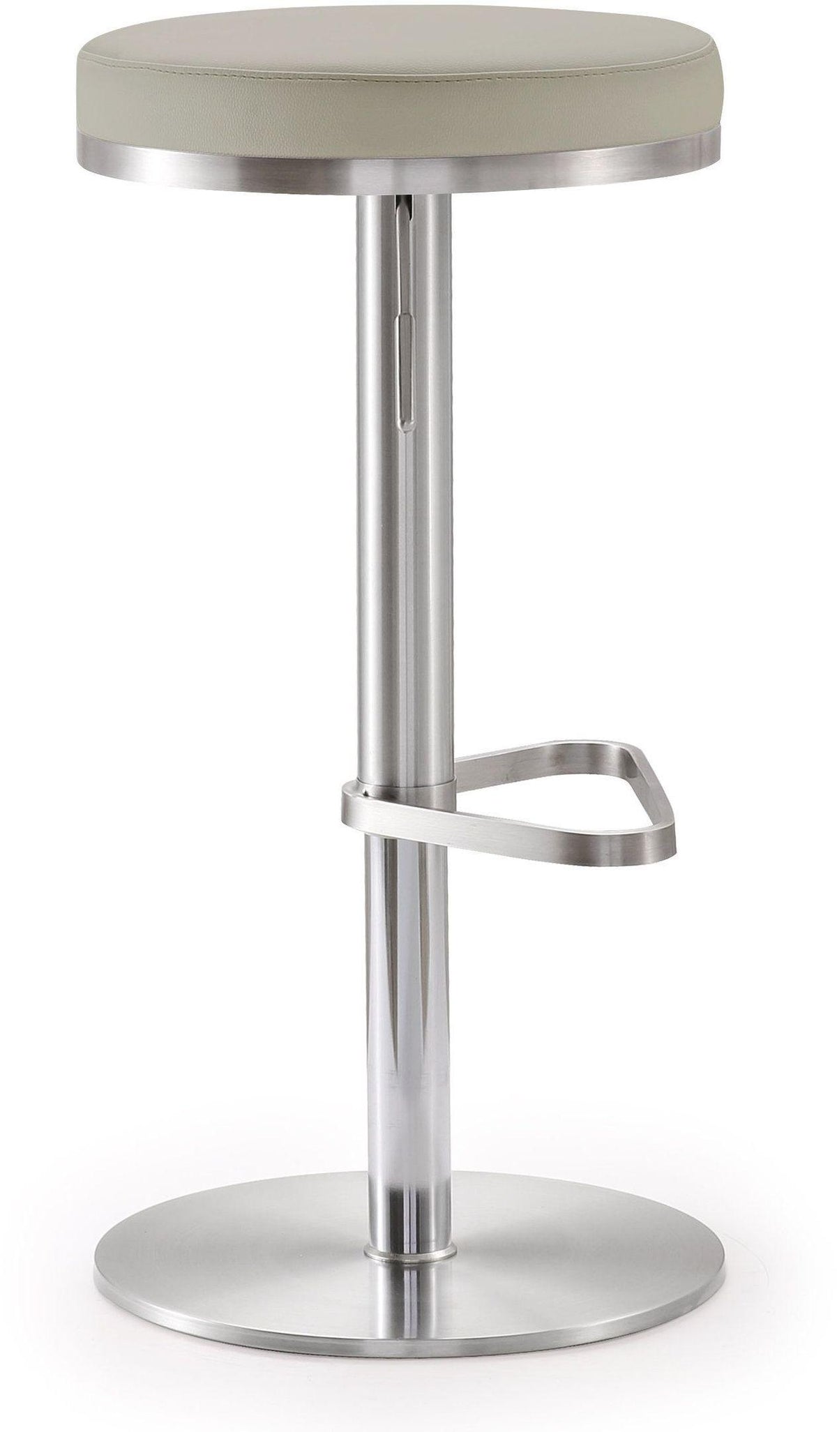 Fano Light Grey Performance Vegan Leather and Stainless Steel Barstool