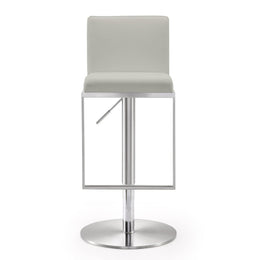 Amalfi Light Grey Vegan Leather Stool - UK