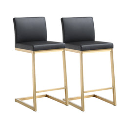 Parma Black Gold Steel Counter Stool - Set of 2 - UK