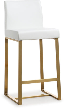Denmark White Gold Steel Counter Stool - Set of 2 - UK