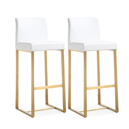 Denmark White Gold Steel Barstool - Set of 2 - UK