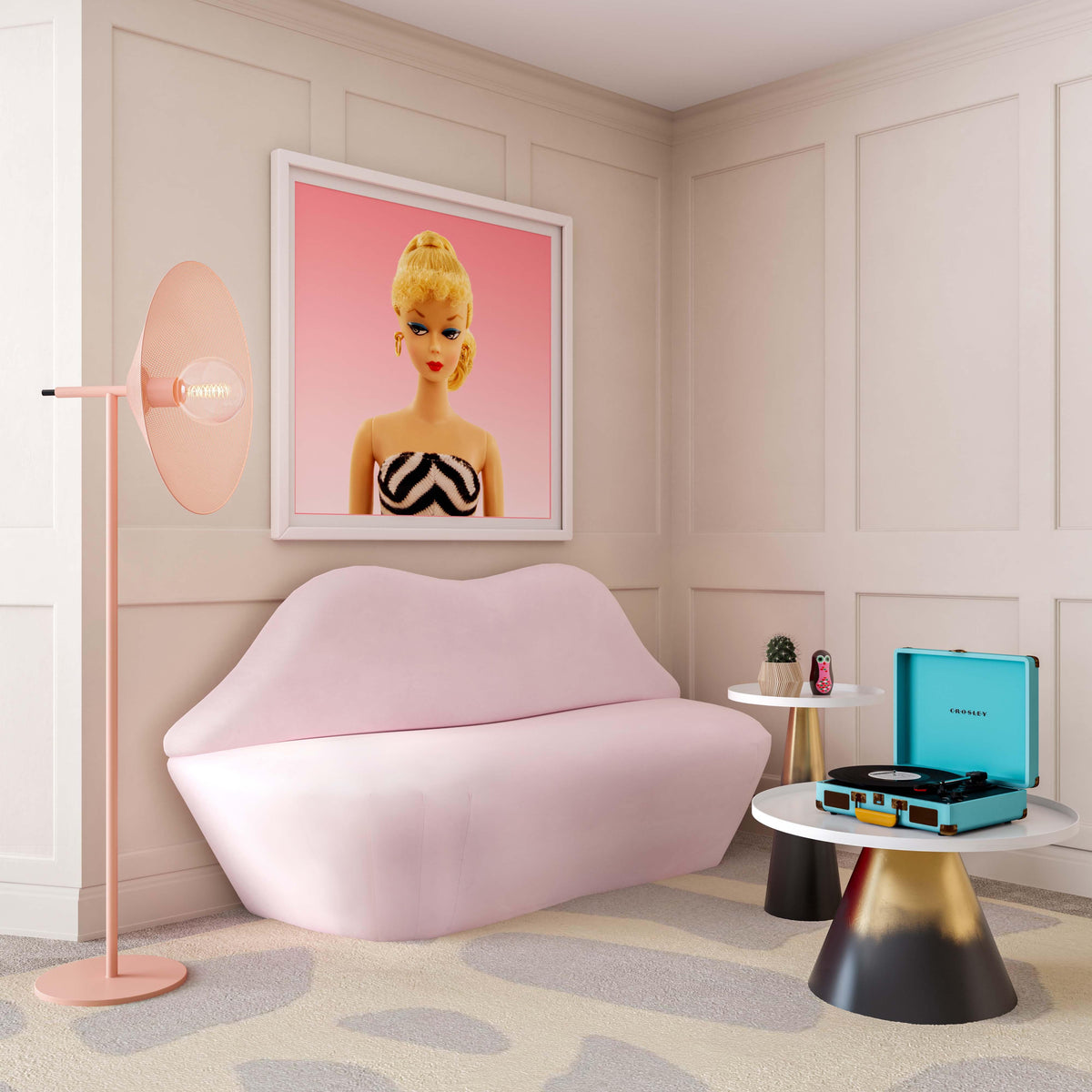Lips Blush Velvet Settee